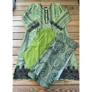 Sadabahar Abaya Dress with Pants and Wrap Size XL Women’s Green